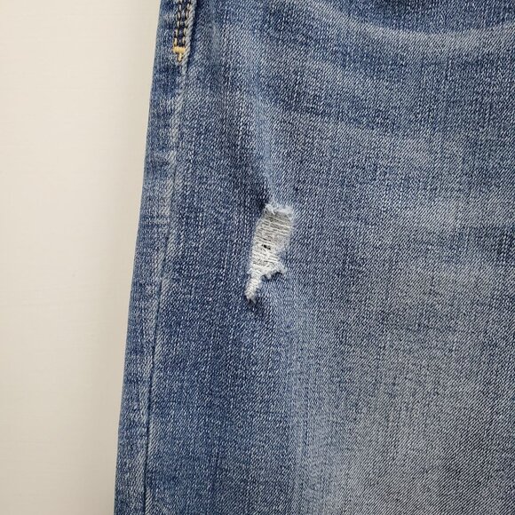 Denizen by Levi's High-Rise Slim Crop Women's Destroyed Fray Hem Denim Capris 27 - Picture 2 of 9